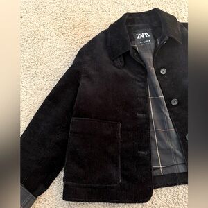 Zara Black Corduroy Button-Up Jacket